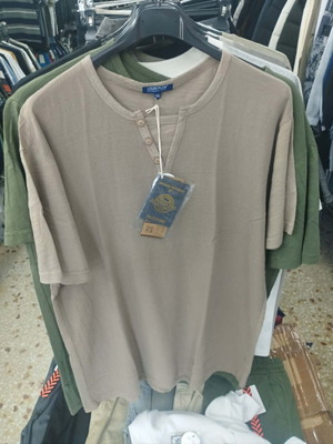 Men's Linen Brown Short-Sleeve Shirt New, Sizes 3XL-6XL