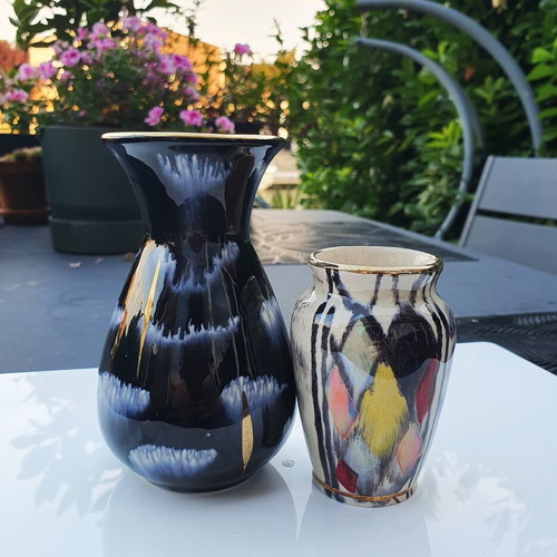 Set of 2 Vintage West German Pottery Vases Jasba Keramik used