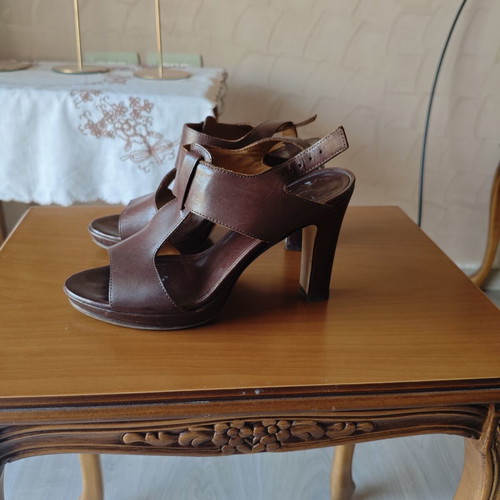 Anna F Leather Sandals Used, Brown, Size 36