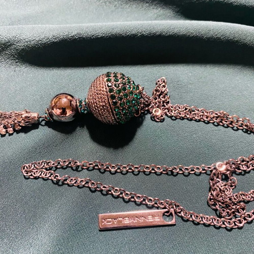 Pennyblack necklace like new with green stones and silver chain