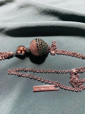 Pennyblack necklace like new with green stones and silver chain