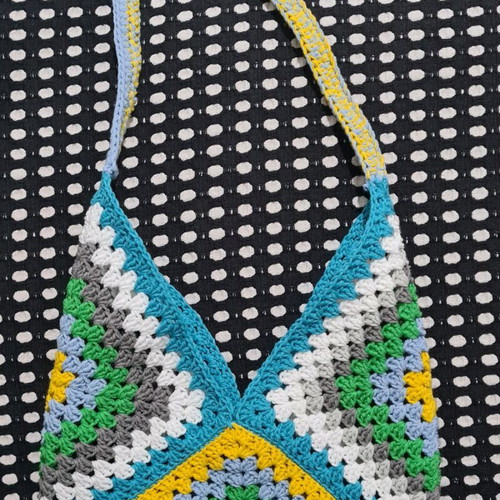 Handmade crochet bag like new, multicolored