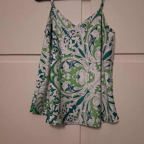Women's top with thin straps like new, Secret, white and green, size M
