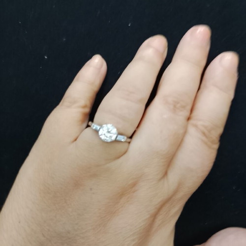 925 silver solitaire ring, large 20.2 mm