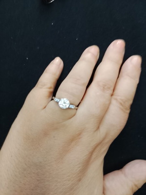 925 silver solitaire ring, large 20.2 mm