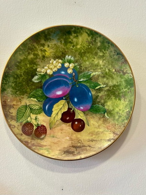 Πιάτο τοίχου φρούτα 25εκ. καινούργιο, γερμανική πορσελάνη με χρυσή ρίγα