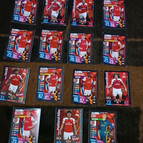 Arsenal cards used, pack of 15 pieces