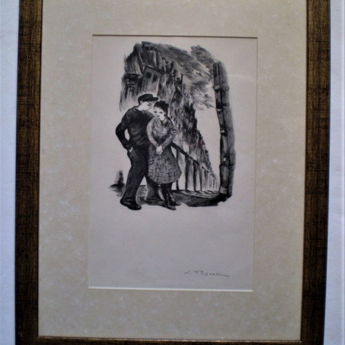 Chalcography used, romantic couple, Lela Paschali