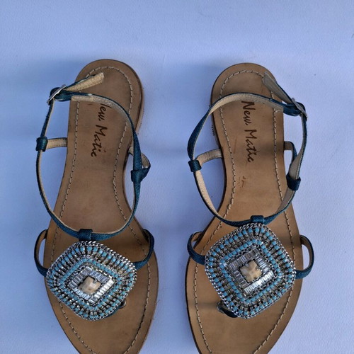Leather sandals New Matie made in Italy size 37 like new, turquoise