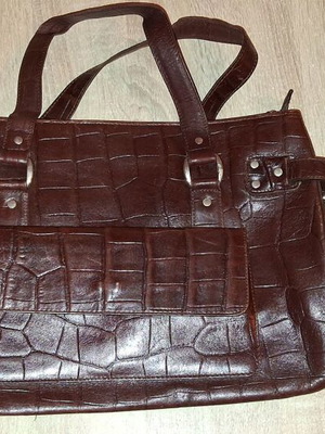 Zara leather shoulder bag like new, brown with croco pattern