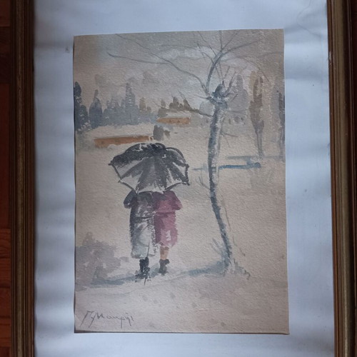 Couple in Winter G. Makris like new
