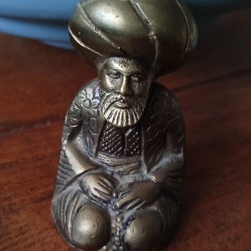 Bronze Sufi scholar figurine, vintage, 1950s