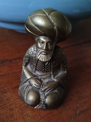 Bronze Sufi scholar figurine, vintage, 1950s