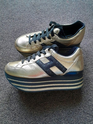 Hogan platform sneakers like new size 38 gold with black