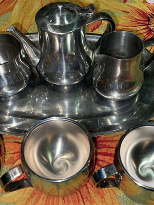 Inox σετ κουζινικών σαν καινούργιο για ελληνικό καφέ με δίσκο