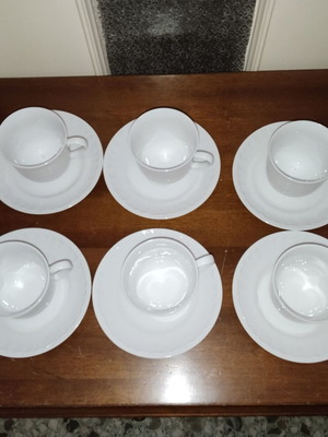 Porcelain cups set of 6 white, new