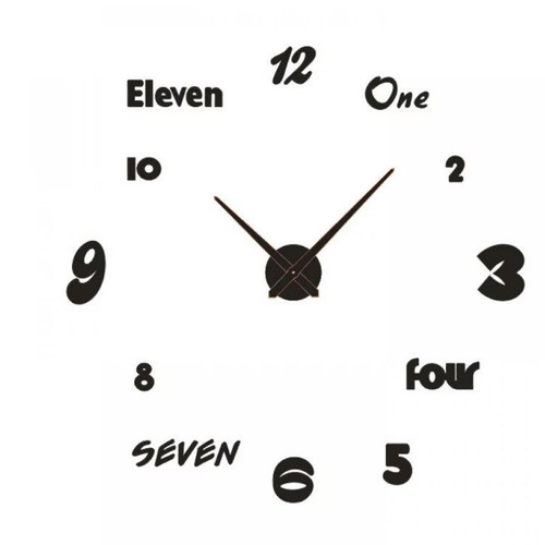 3D DIY glossy wall clock sticker with numbers large C1258