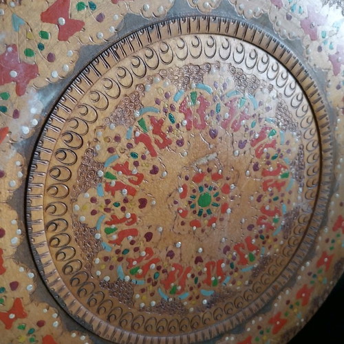 Wooden plate handmade used, carved decorative