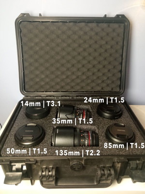 Σετ φακοί Samyang Cine Kit UMC II EF (canon) mount, 6 τεμάχια σαν καινούργιο με hard case