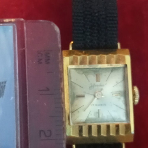 Herma Swiss plaque 10 M vintage women's watch with winding, gold plated case