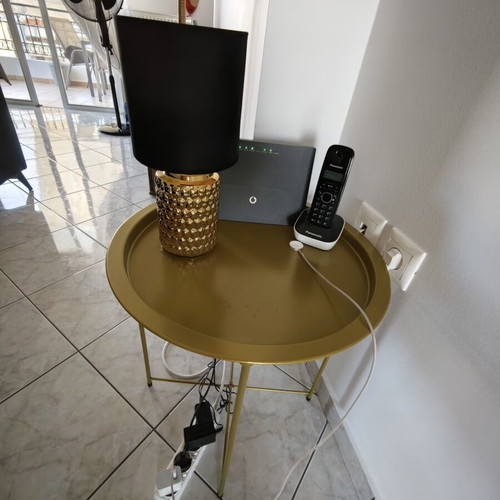 Gold round side table like new