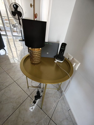 Gold round side table like new