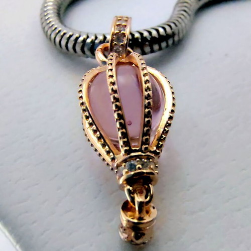 Pandora Dangle Charm Pink Hot Air Balloon with 14K Rose Gold Plating