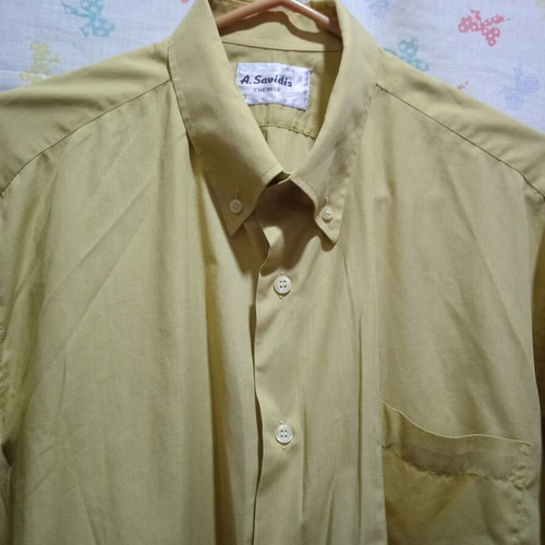 Cotton men's shirt long sleeve size L like new mocha mustard color