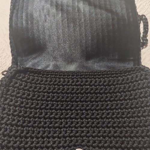 Handmade Black Crochet Bubble Stitch Shoulder Bag Clutch like new