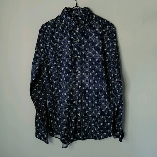 Men's long-sleeve shirt XXL like new, blue with geometric pattern