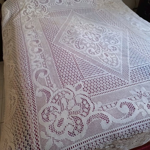 Knitted quilt for double bed new, 2.50×2.05 m, ecru color
