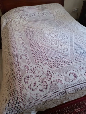 Knitted quilt for double bed new, 2.50×2.05 m, ecru color