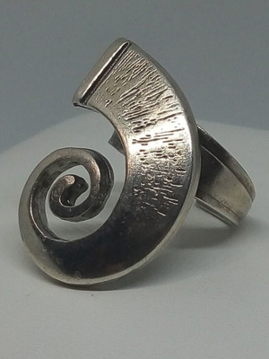 Handmade silver spiral ring new, adjustable band