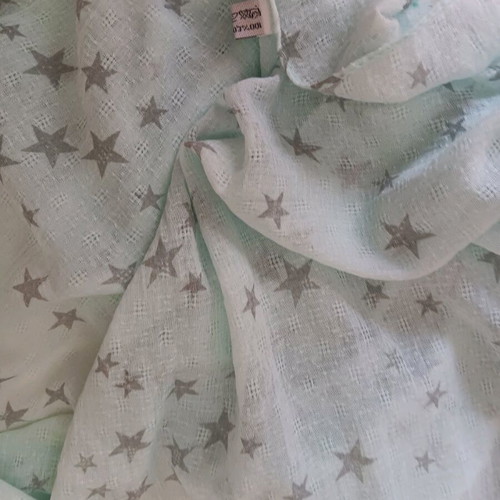 Women’s scarf used, 100% cotton, turquoise with stars