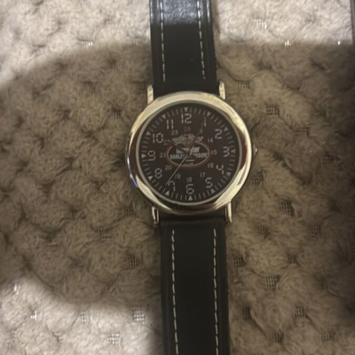 Harley Davidson wristwatch men's like new, quartz, black and silver