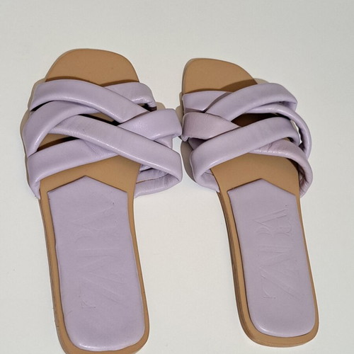 Zara women's leather sandals lilac size 36 new