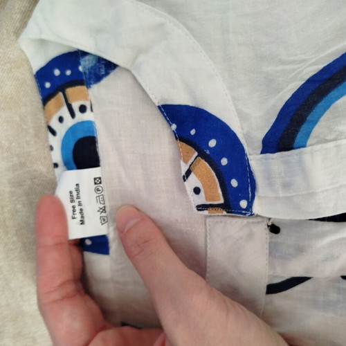 Indian kaftan one size, white and blue