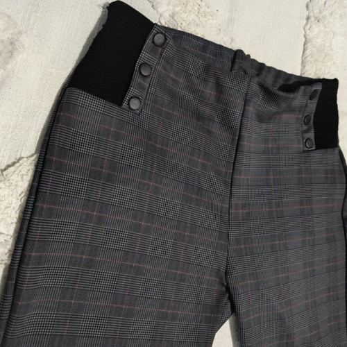 Elastic checked pants gray like new, size XL or XXL