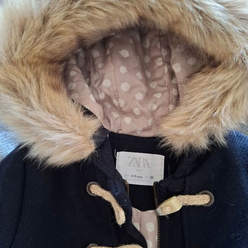 Montgomery coat Zara like new, size 2-3 years with hood and gift slippers