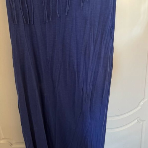 Anel maxi dress with one shoulder and fringes, like new, size M, blue