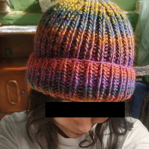Handmade knitted hat new, multicolor, size M/L