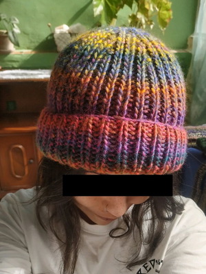 Handmade knitted hat new, multicolor, size M/L
