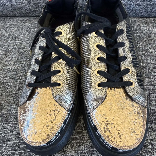 Love Moschino women's sneakers size 39 like new, black and gold