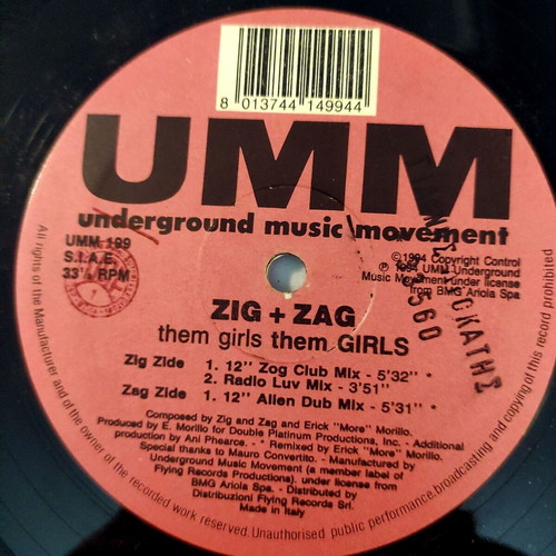 Zig + Zag Them Girls Them Girls 12'' Vinyl Maxi Single used, electronic