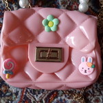 Children's silicone bag with pearls and designs used, pink