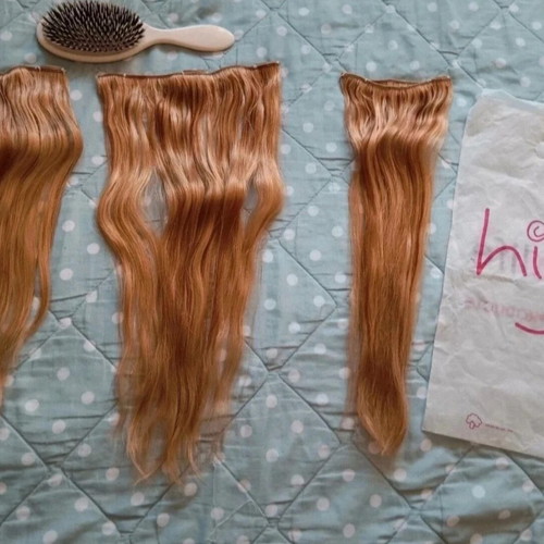 Hair Extensions like new, 50cm, 90% natural hair with brush