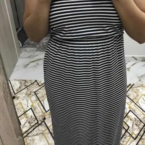Long striped dress new, size S-M, black and white