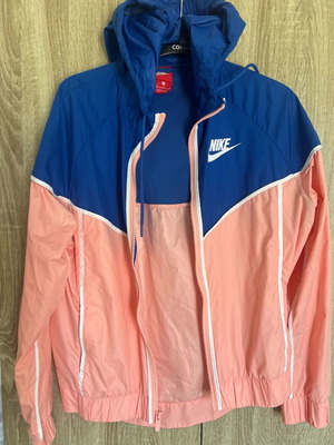 Adidas windbreaker jacket used, blue and pink, size M