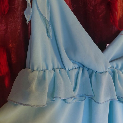 Danoff turquoise camisole with ruffles like new, made in Greece