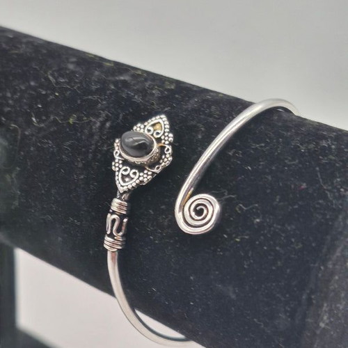 Black Tourmaline Silver Plated Adjustable Bracelet new